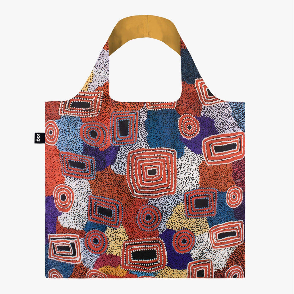 Reusable bag LOQI -  Ada Nangala Dixon  Water Dreaming Red Recycled Bag