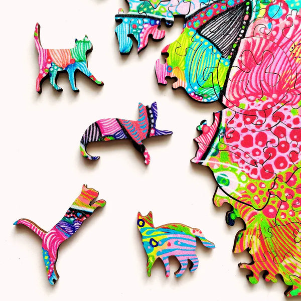 TWIGG Wooden Jigsaw Puzzle - 309 pieces - Carefree Cat - artist artwork