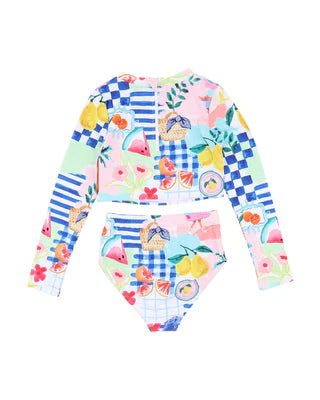 Minhaha Swim CAMILLE PRINT LS 2 PIECE SWIM SET 6-14 YRS