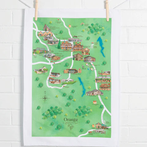 Orange Wine Region Map Tea Towel