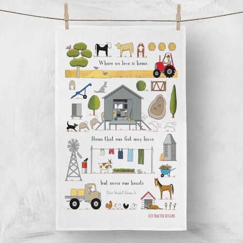 Red Tractor Designs -  Homing Instincts 100% Linen Tea Towel