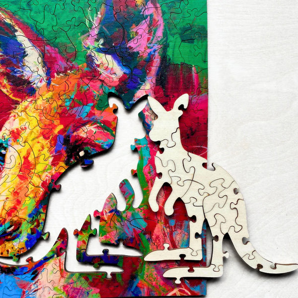 TWIGG Wooden Jigsaw Puzzle - 147 Pieces - Kangaroo - Jos Coufreur Original Artist