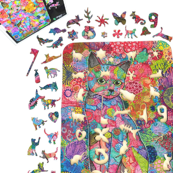 TWIGG Wooden Jigsaw Puzzle - 309 pieces - Carefree Cat - artist artwork