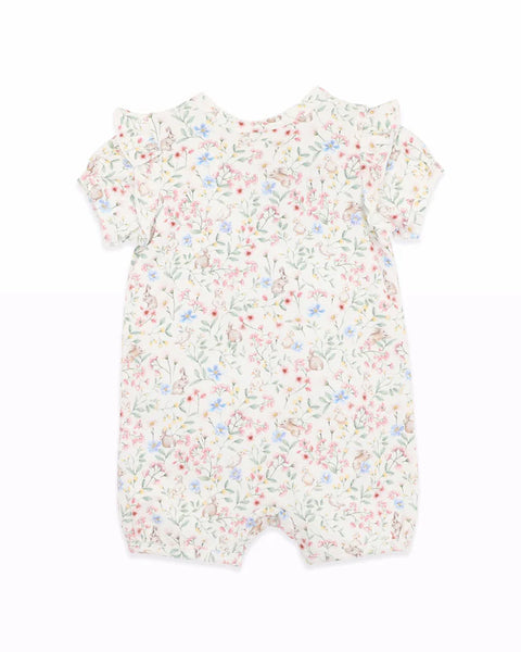 Minhaha Bébé BONNIE ORGANIC PRINT SS ZIP ROMPER