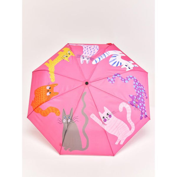 ORIGINAL DUCKHEAD DUCK UMBRELLA COMPACT - ARTY CATS FUCHSIA 5X7X35CM