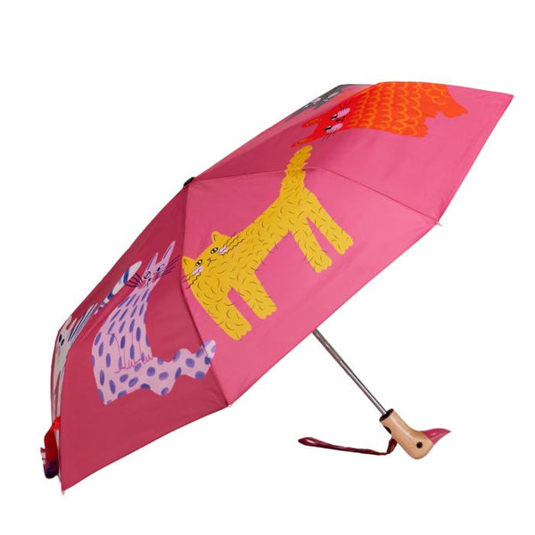 ORIGINAL DUCKHEAD DUCK UMBRELLA COMPACT - ARTY CATS FUCHSIA 5X7X35CM