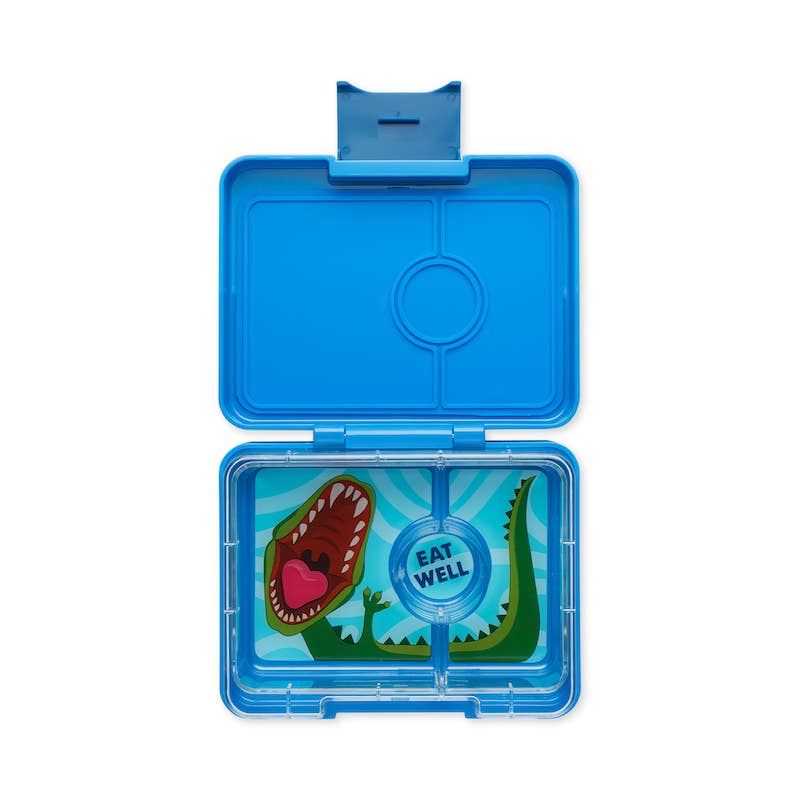 Yumbox Snack 3 Compartment Bento Box: Surf Blue - Dinosaur