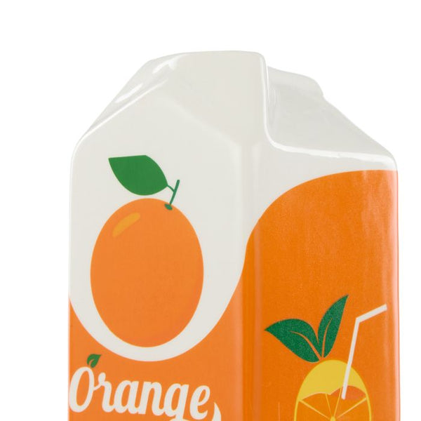 EMPORIUM LEWIS CERAMIC CARTON VESSEL ORANGE MULTI-COLOURED 7.5X7.5X14.5CM
