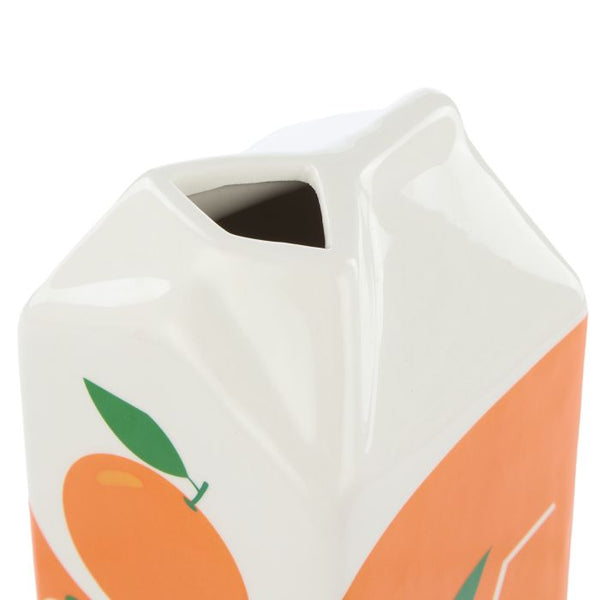 EMPORIUM LEWIS CERAMIC CARTON VESSEL ORANGE MULTI-COLOURED 7.5X7.5X14.5CM
