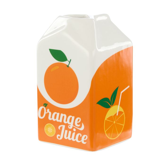 EMPORIUM LEWIS CERAMIC CARTON VESSEL ORANGE MULTI-COLOURED 7.5X7.5X14.5CM
