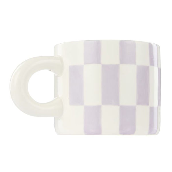 EMPORIUM CHECK MUG & PLATE SET LILAC & NAVY 15X15X1.5CM/300ML