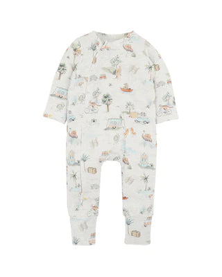 Minhaha Bébé IVAN PRINT LS ZIP ROMPER