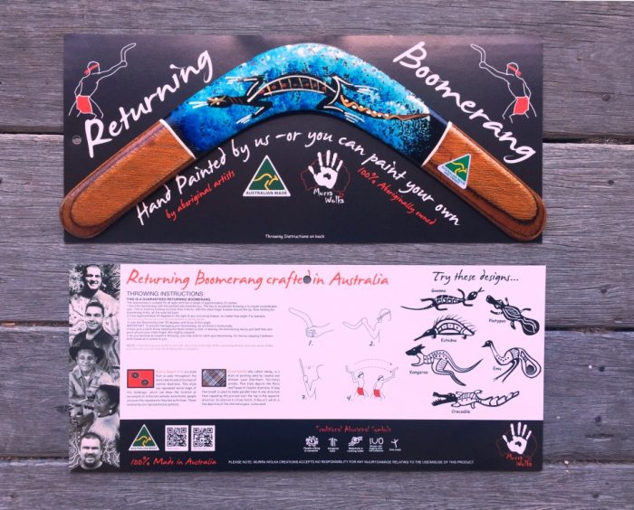 Murra Wolka Carded 35cm Hand Painted Returning Boomerang Comtemporary Art