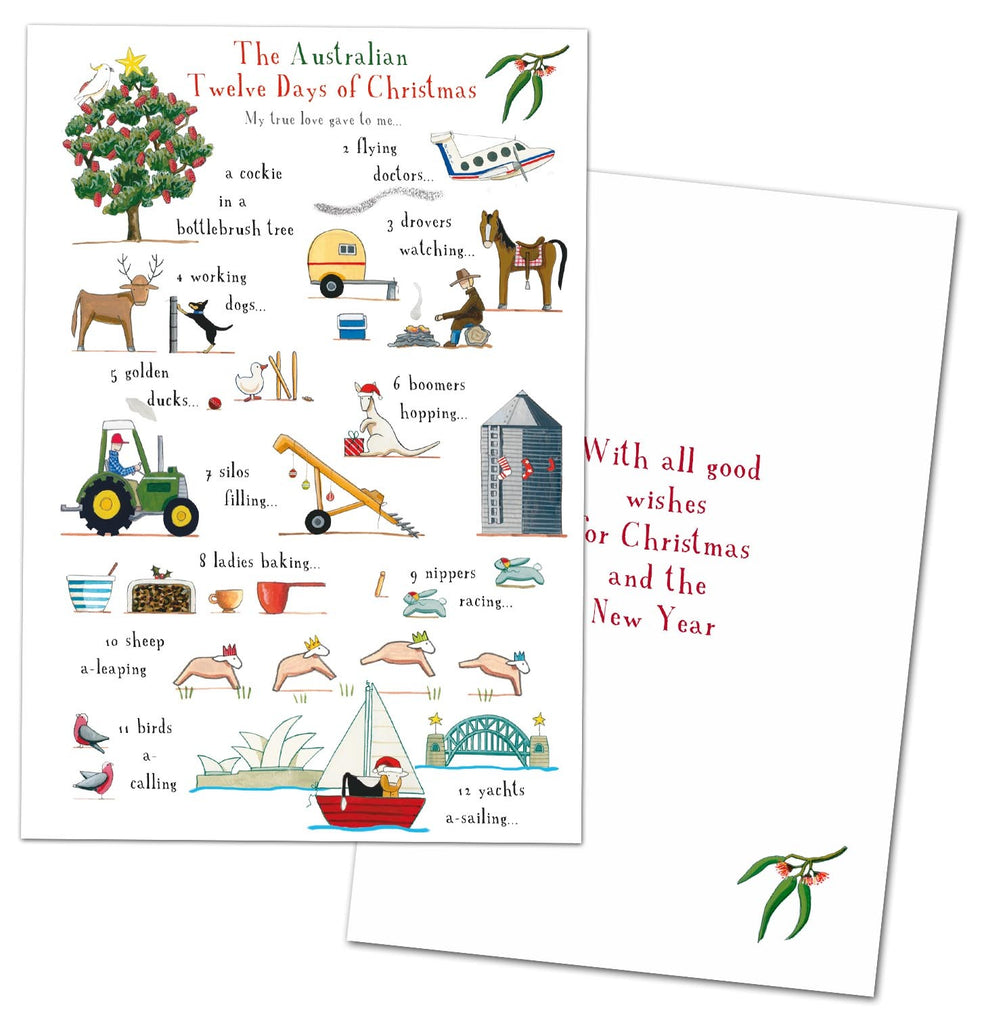 Red Tractor Designs Christmas Cards Pack of 10 - 12 Days Of Christmas