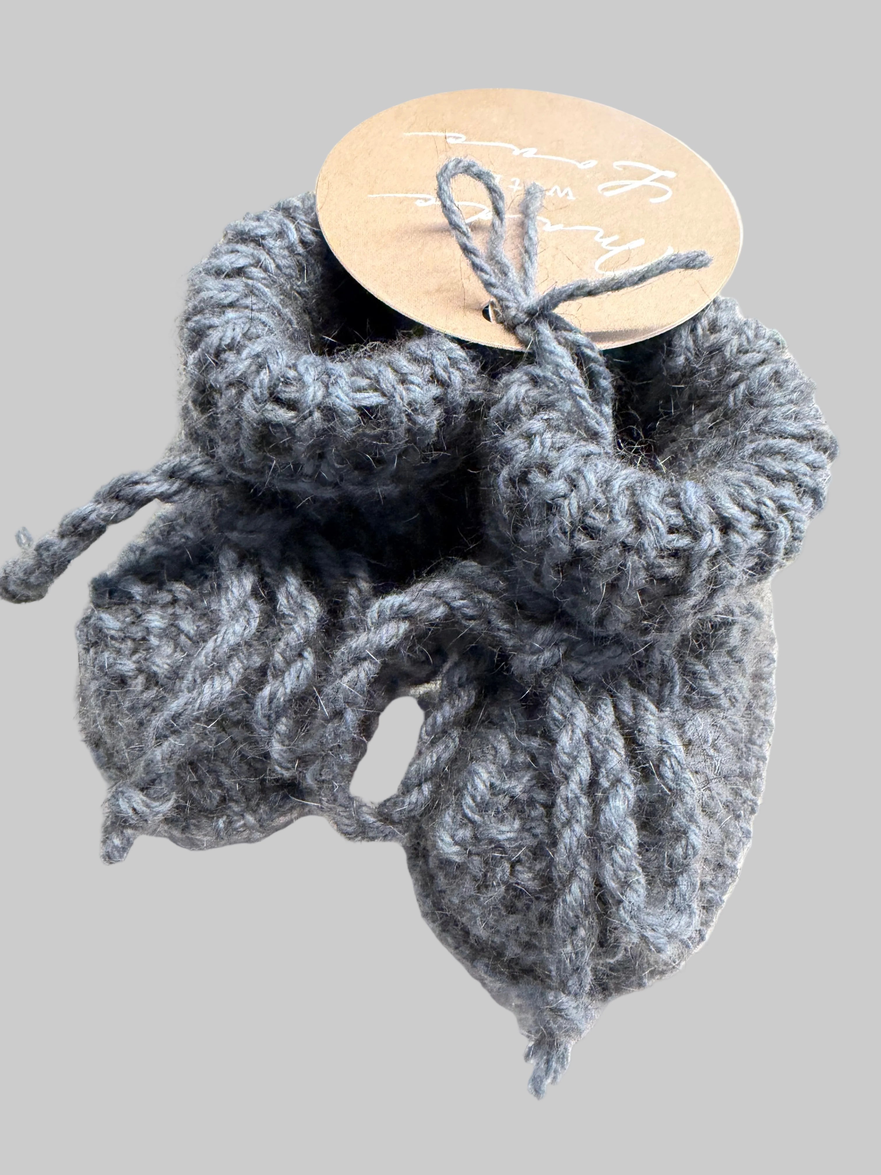 Hand Knitted Sheepskin Booties Blue