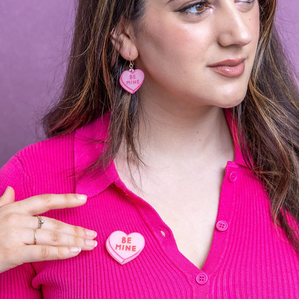 ERSTWILDER - Candy Heart Simplified Mini Brooch – Pink