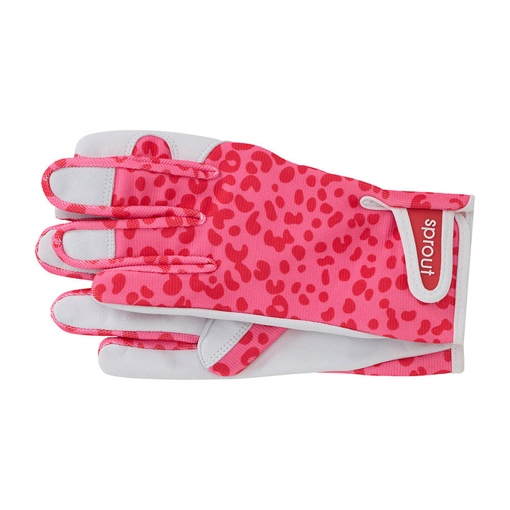 Sprout Goatskin Garden Gloves - Cheetah Spot Pink