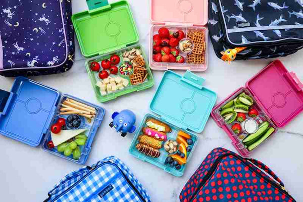 Yumbox Snack 3 Compartment Bento Box: Surf Blue - Dinosaur