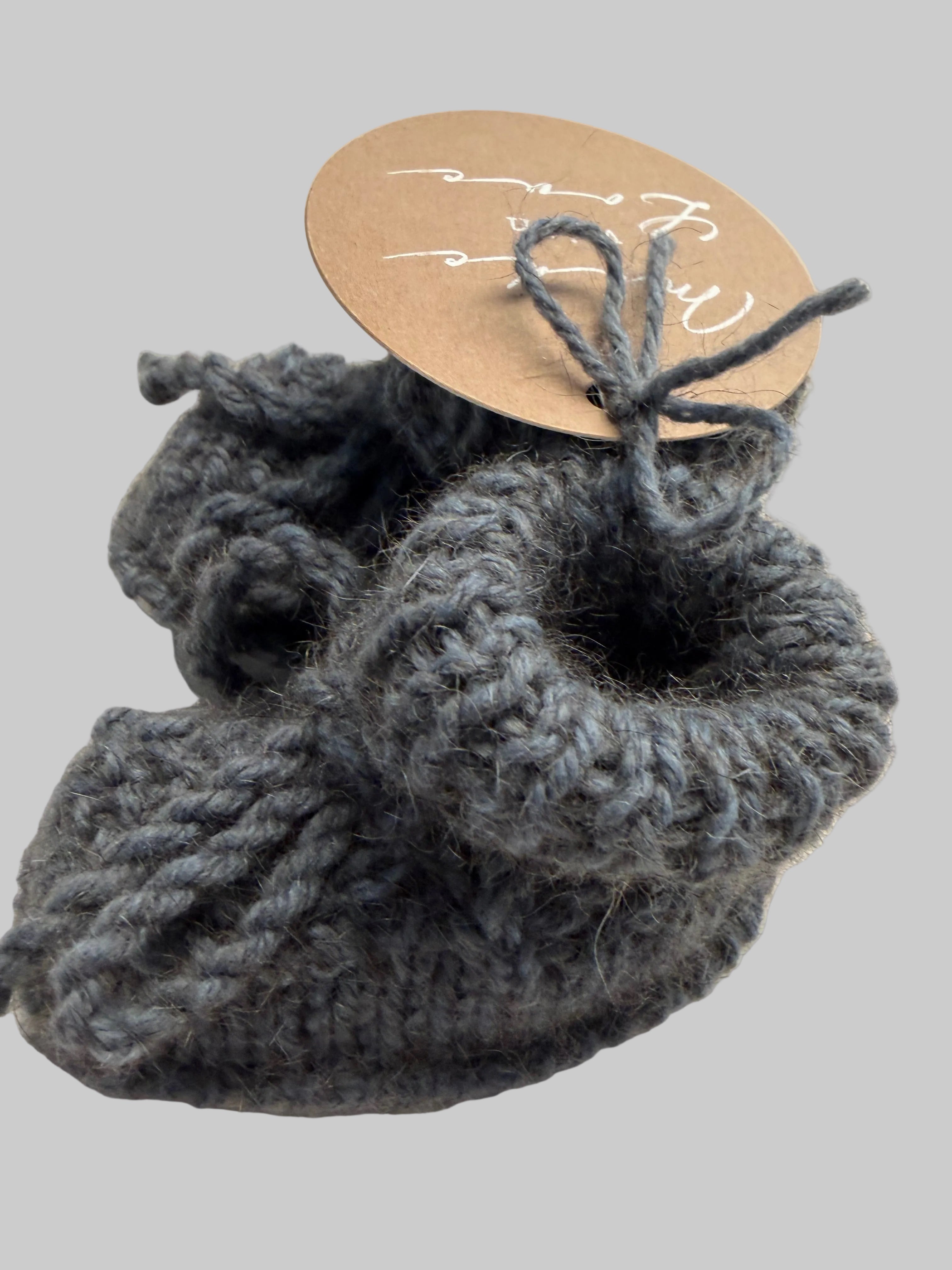 Hand Knitted Sheepskin Booties Blue