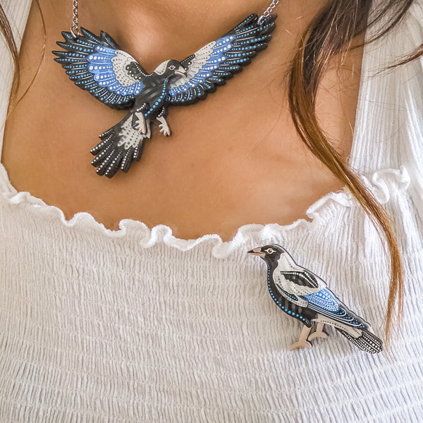 Erstwilder - Kulpurru (Magpie) Brooch by Brooke Sutton