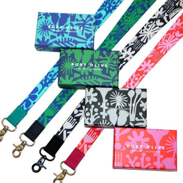 RO x Lordy Dordie Block Party Lanyard - Pink & Red with safety release clasp