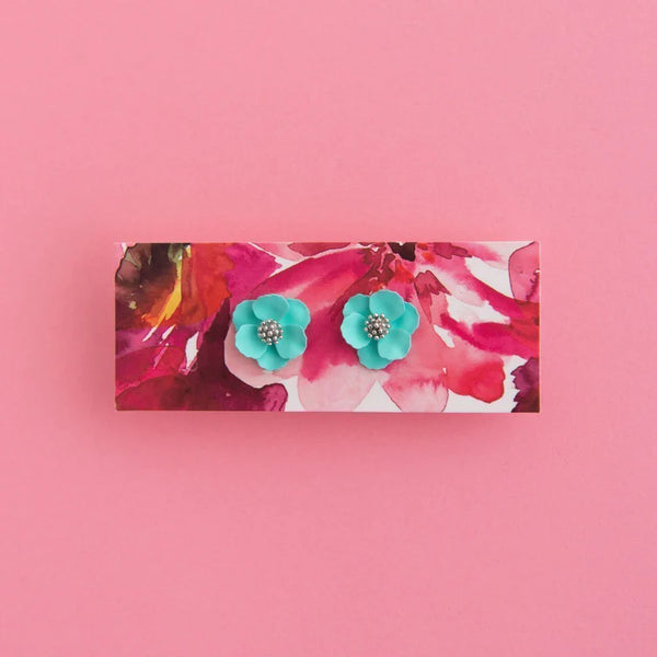 RO x Mid Bloom Stud Earrings - Mint Blue