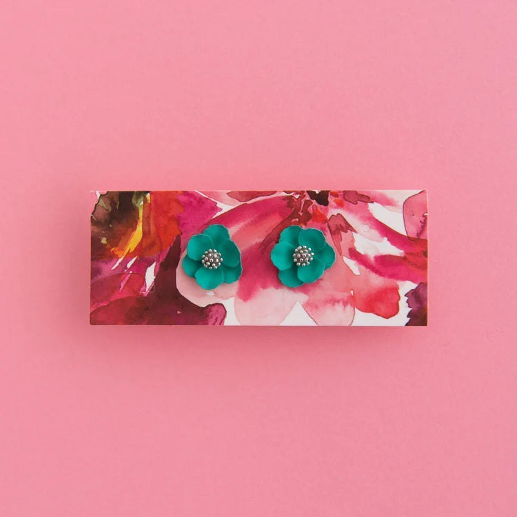 RO x Mid Bloom Stud Earrings - Teal