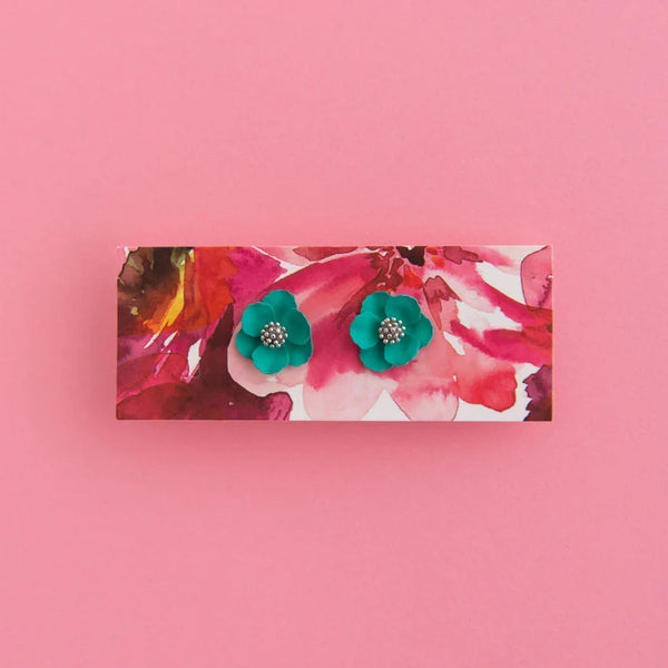 RO x Mid Bloom Stud Earrings - Teal