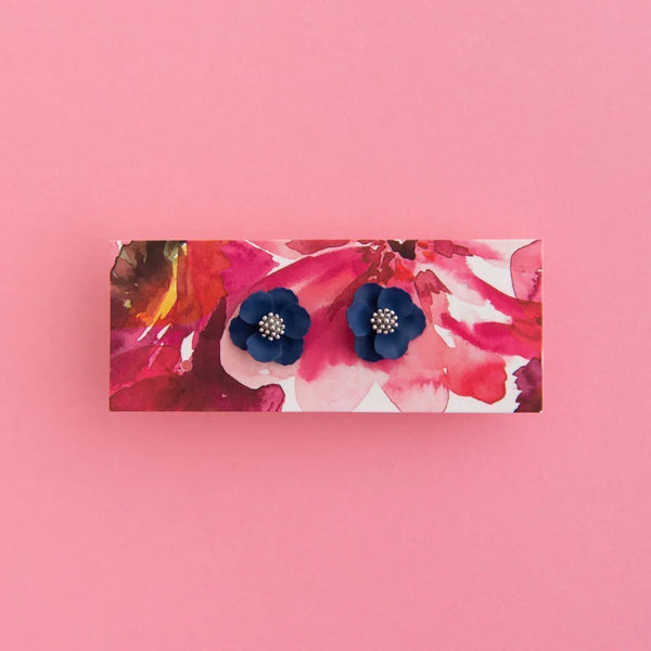 RO x Mid Bloom Stud Earrings - Navy