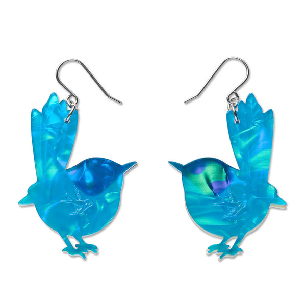 ERSTWILDER - Purple-Crowned Fairy Wren Drop Earrings