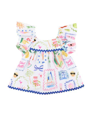 Minhaha Fox & Finch SUMMER VACAY PRINT TOP