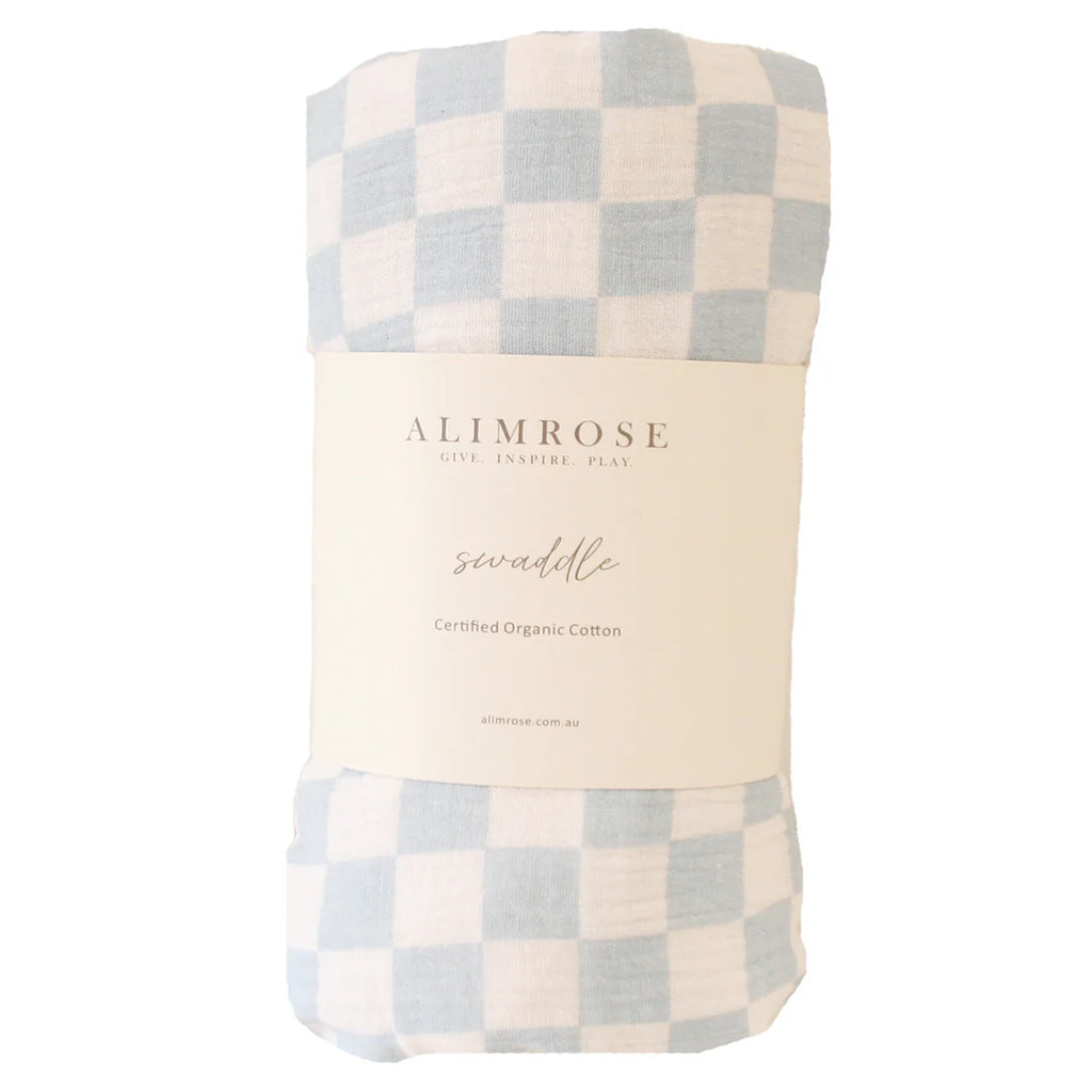 Alimrose  Muslin Swaddle Blue Check