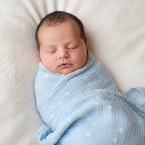 Alimrose  Muslin Swaddle Starry Night Baby Blue