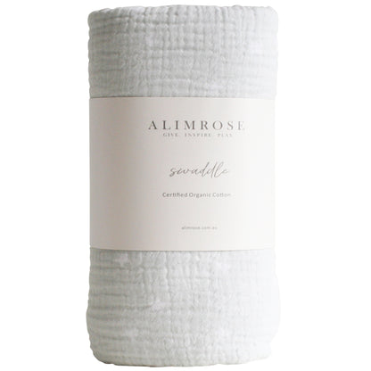 Alimrose  Muslin Swaddle Starry Night Dove Grey