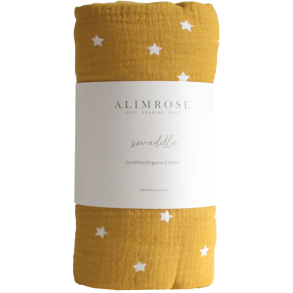 Alimrose  Muslin Swaddle Starry Night Butterscotch