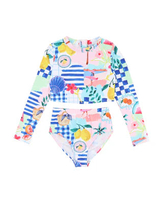 Minhaha Swim CAMILLE PRINT LS 2 PIECE SWIM SET 6-14 YRS