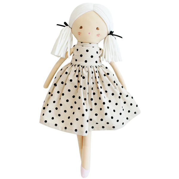 ALIMROSE Frankie Doll 41cm Black Linen Spot