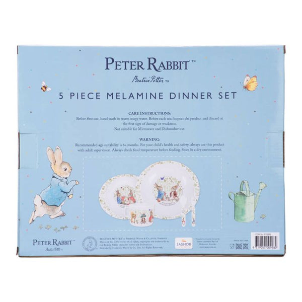 BEATRIX POTTER  PETER RABBIT 5 PIECE MELAMINE DINNER SET