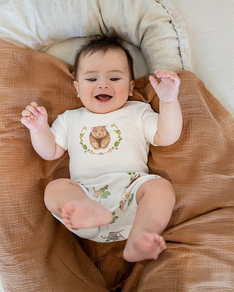 Minhaha Bébé AUSTRALIANA PRINT ORGANIC SHORTS