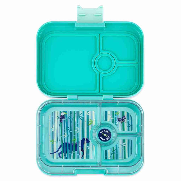 Yumbox Panino 4 Compartment Bento Box: Monte Carlo Blue - Race Car Tray