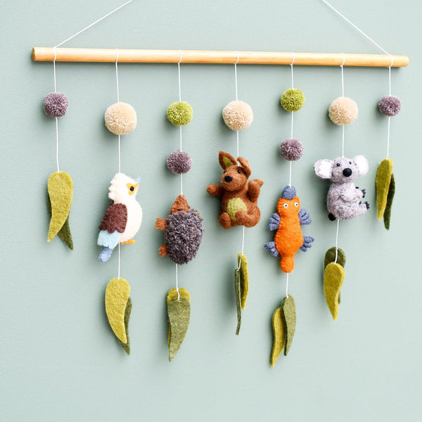 Felt Nursery Cot Mobile Hanging - Australian Animals