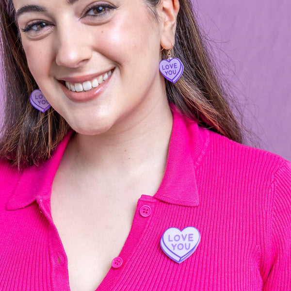 ERSTWILDER - Candy Heart Simplified Mini Brooch – Purple