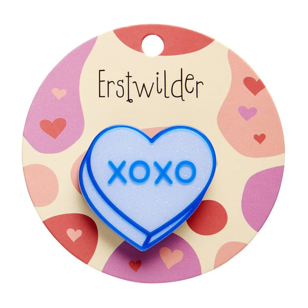 ERSTWILDER - Candy Heart Simplified Mini Brooch – Blue