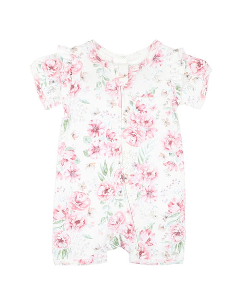 Bebe Evie Print SS Zip Romper