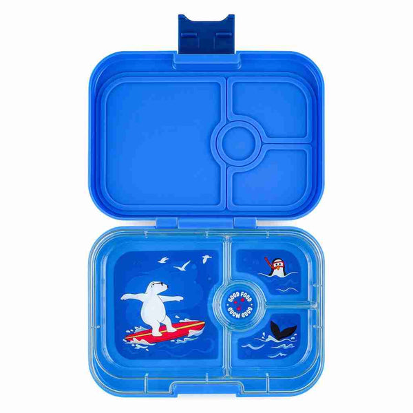 Yumbox Panino 4 Compartment Bento Box: Monte Carlo Blue - Race Car Tray