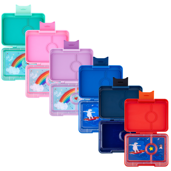 Yumbox Snack 3 Compartment Bento Box: Surf Blue - Dinosaur