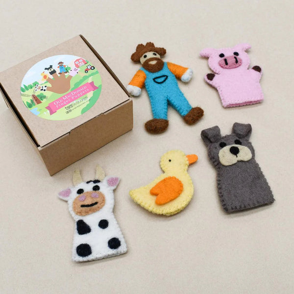 Felt Old MacDonald Farm Animals, Finger Puppet Set