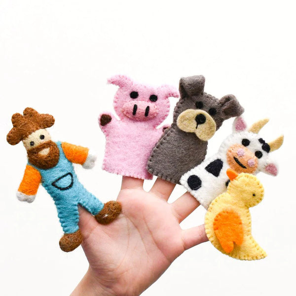 Felt Old MacDonald Farm Animals, Finger Puppet Set