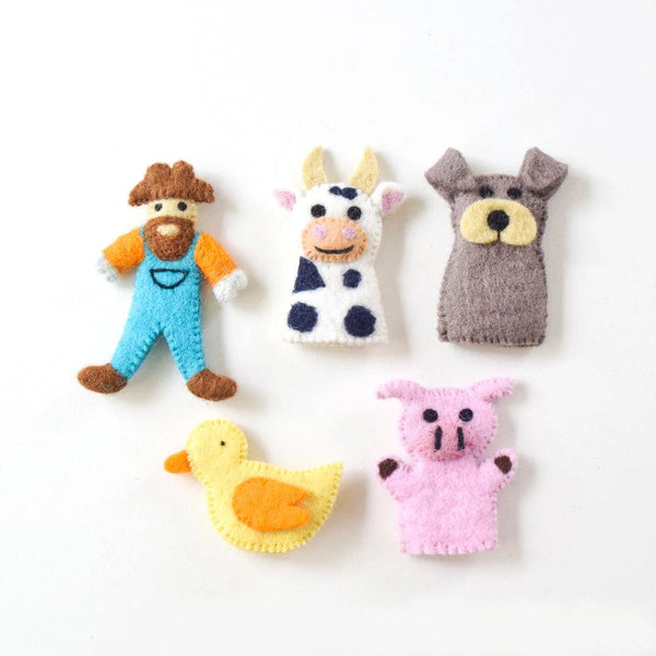 Felt Old MacDonald Farm Animals, Finger Puppet Set