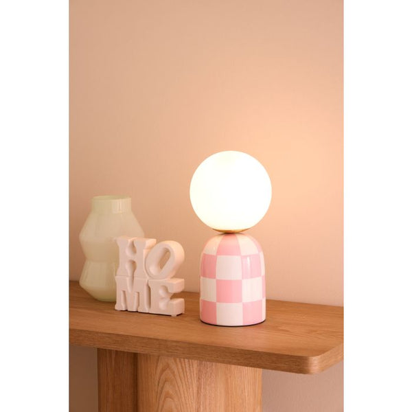 EMPORIUM ARCHIE TABLE LAMP PINK & WHITE 15X15X32CM